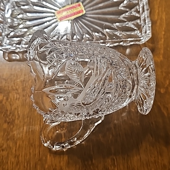 Hofbauer Byrdes Crystal Creamer & Sugar Set with Tray - Perfect Condition - Picture 5 of 5